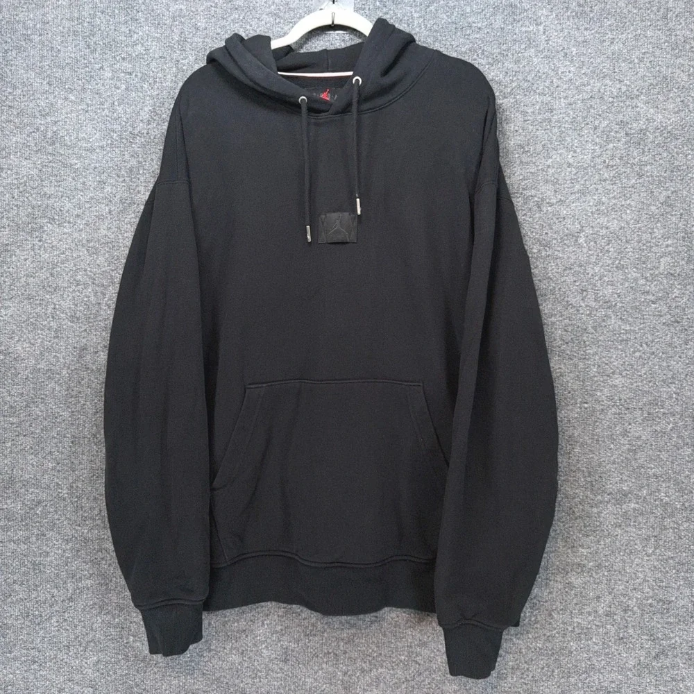 Jordan Hoodie Mens 2XL Black Jumpman Flight Patch Fleece Pullover Sweatshirt